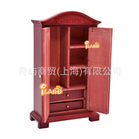 6-Piece 1:12 Scale Wooden Dollhouse Miniature Bedroom Furniture Set in Mahogany Color