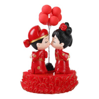 Couple Figurine with Heart Frame Decorative Tabletop Ornament Whimsical