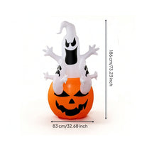 Lighted Ghost with Pumpkin Base Outdoor Ghost with Pumpkin Cute Halloween Inflatable Inflate for Homeowners, Families, Lawn, Porch, Trick-or-Treat