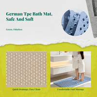 Non-slip TPE shower mat drains fast.