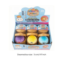 12 Pieces Slow Rebound Steamed Bun Squishy Cartoon Face Bun-Shaped Squishy Toy Round Container Foam Press Toy Display Box
