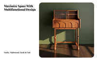Bedside Vanity Cabinet French aesthetic Dressing Table Storage Drawer Cushioned Stool Included for Teens