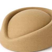 Pillbox Hat for Women Stewardess Uniform with Round Top Design, Lightweight Non-Woven Material Airline Attendant Cap for Band Performance