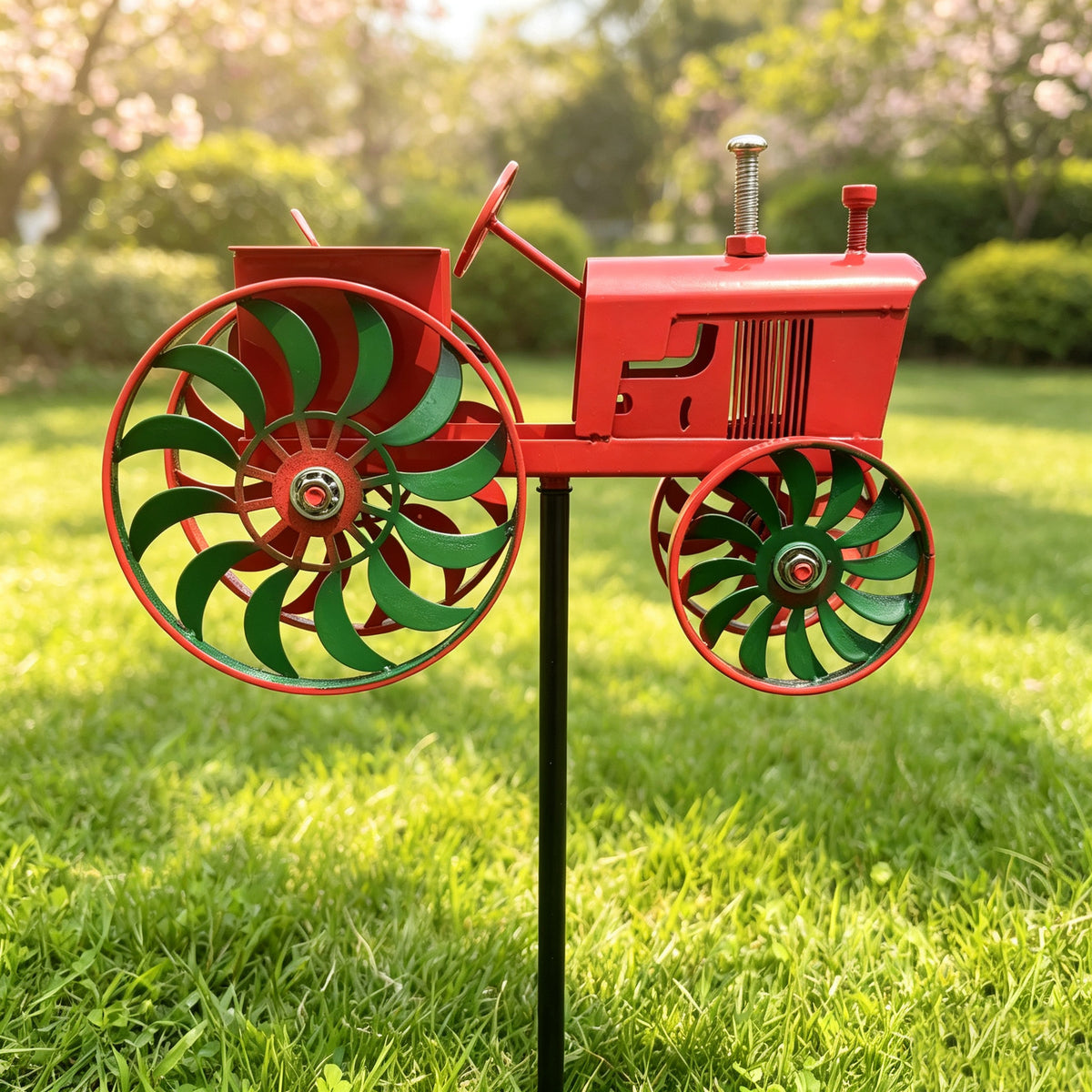 Metal Four-Wheel Tractor Garden Decoration, Iron, Indoor/Outdoor
