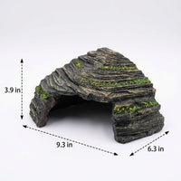 Textured Rock-like Snake Hide for Aquatic Tank, Turtle Tank Basking Area and Snake Hide, Dark Dark Gray Standalone Reptile Habitat Decor
