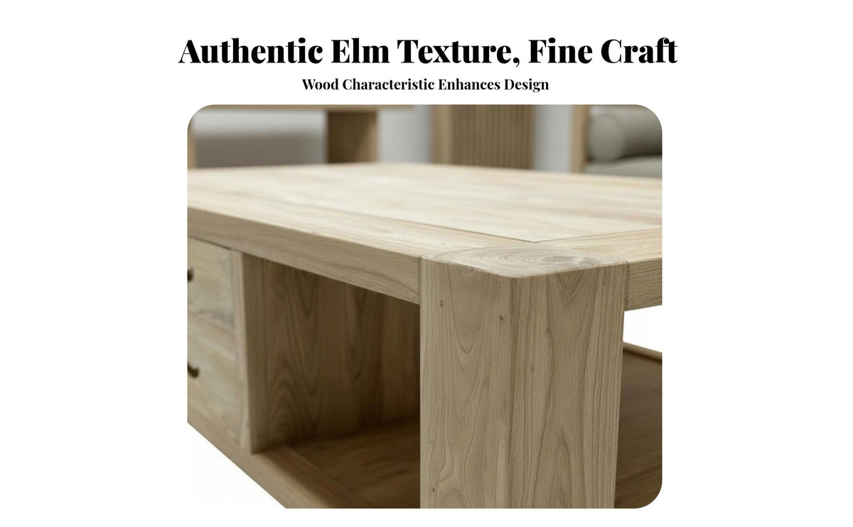 Minimalist Design sturdy Wood Block Table Rustic design Rectangular Coffee Table Sturdy Frame Tea surface Spacious Surface for Homeowners, Apartment Dwellers, Lounge Area, Reception Hall, Office
