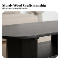 Oval Coffee Table with Shelf Modern Design two-shelf Oval Table Space-Saving Minimalist & aesthetic for Families