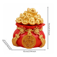 Wealth Pouch Figurine Feng Shui Golden Ingot Statue Auspicious Prosperity Medallion Ornament for Garden