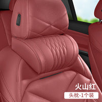 Breathable Memory Foam Car Headrest and Lumbar Pillow Set with Leather Cover