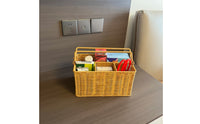 Rectangular Woven Basket with Handle Portable Storage Basket with Handles Structured Multipurpose for Closet, Bedroom, Kitchen, Entryway