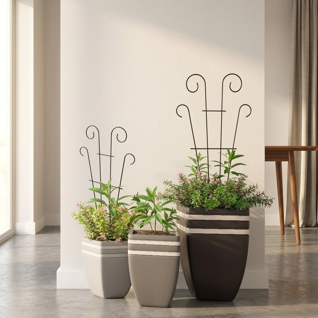 Garden Trellis for Climbing Plants and Plant Support, Ornate Wrought Obelisk for Plants Indoor, 2 Pack for Potted Plants, Metal Design