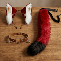 Animal Ears and Tail Set Faux Hair Cosplay Ears Headband with Tail Soft Costume Accessory for Cosplayers, Photo Shoots