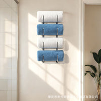 4-Tier Wall-Mounted Towel Rack for Bathroom, Silver