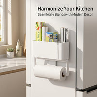 Cabinet Fridge Organizer for Students, No-Drill 1 Tier Refrigerator Side Storage Shelf, Multi-functional Countertop Rack for Paper Towels, Kitchen