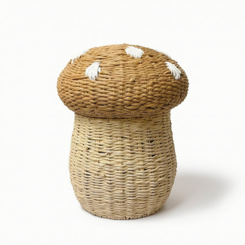 Toadstool Basket with Lid Lidded Toadstool Storage Basket Adorable for Playroom