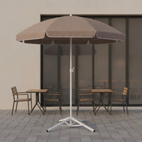 Patio Parasol with Pointed Stake Black-Coated Straight Pole Umbrella with Rounded Cover Top Base Outdoor Patio Umbrella for Homeowners, Market Stalls