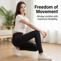Thermal Leggings for Women with Fleece Lined High Waist for Winter, Black with Single Button Closure Design, Trousers