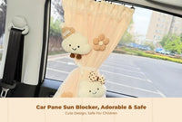 Car window shade blocks sun for infants.
