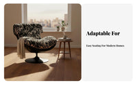 360-Degree Swivel Upholstered Chair Retro Design Indoor Seating Soft Cushion Household Furnishing Ergonomic Backrest for Adults, Apartment Dwellers, Homeowners, Living Room, Balcony, Reading Nook, Home Office