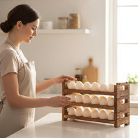 Wooden Egg Rack Solid Wood 3-Tier Egg Display Stand Rustic Design for Pantry