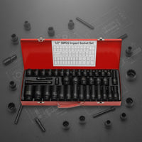 38 Pieces 1/2 Inch Drive Deep Impact Socket Set Extra Long Hex Impact Socket Set Hand Tool for Garage