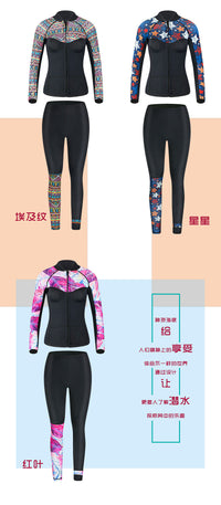 Seaplay 潜水服氯丁橡胶湿衣女上衣2-3mm送防晒裤修身分体冲浪服