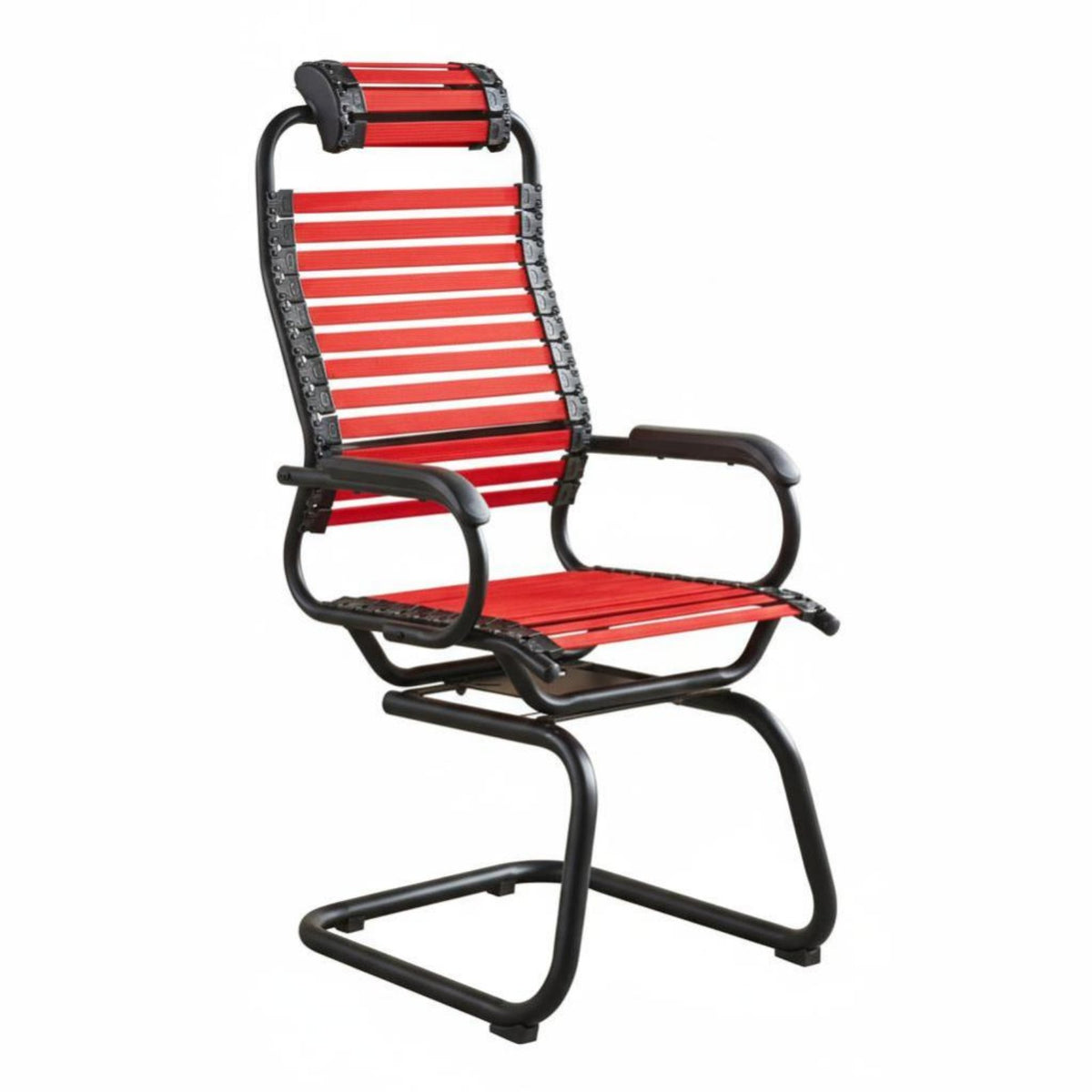 Woven Strap Chair Breathable Sled Base Seating Flexible Support Ergonomic Design for Conference Room