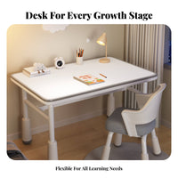 Height-Adjustable kids' Desk Multi-Multi-Age Use Height-Adjustable School Desk Set Ergonomic Design Rounded Corners for Home