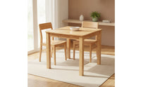Natural Finish Wooden Dining Table Rounded Edges Wood Table with Straight Legs Sturdy Furniture Minimalist for Families, Kitchen, Cafe