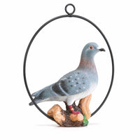 Bird Figure with Hanging Loop Decorative Pigeon Figurine Circular for Garden