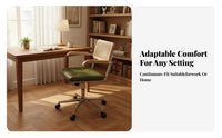 Rattan Back Swivel Chair Wear-Resistant Rattan Back Rolling Chair Easy to Clean