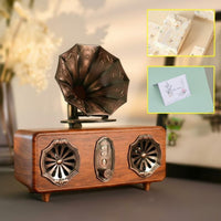 Vintage Speaker TF Card & USB Support Retro Gramophone Speaker Heavy Bass Mini Gramophone Music Player for Desktop, Living Room, Bedroom