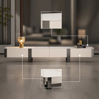 TV Cabinet with Stainless Steel Legs Modern Rocktelevision Cabinet Cabinet Minimalist Low-Profile Media Console for Living Room, Apartment