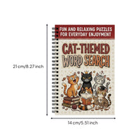 Spiral-Bound Word Search Book Brain Games Illustrated Cats Red Banner Cat-Themed Word Search Book