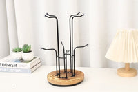 Wooden Rotating Coffee Cup Holder Rack for Living Room and Bar