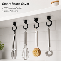 3M Hooks, Modern Individual Wall Hooks, Rotating Synthetic Material, for Kitchen Bathroom Hallway, 1-3kg Load