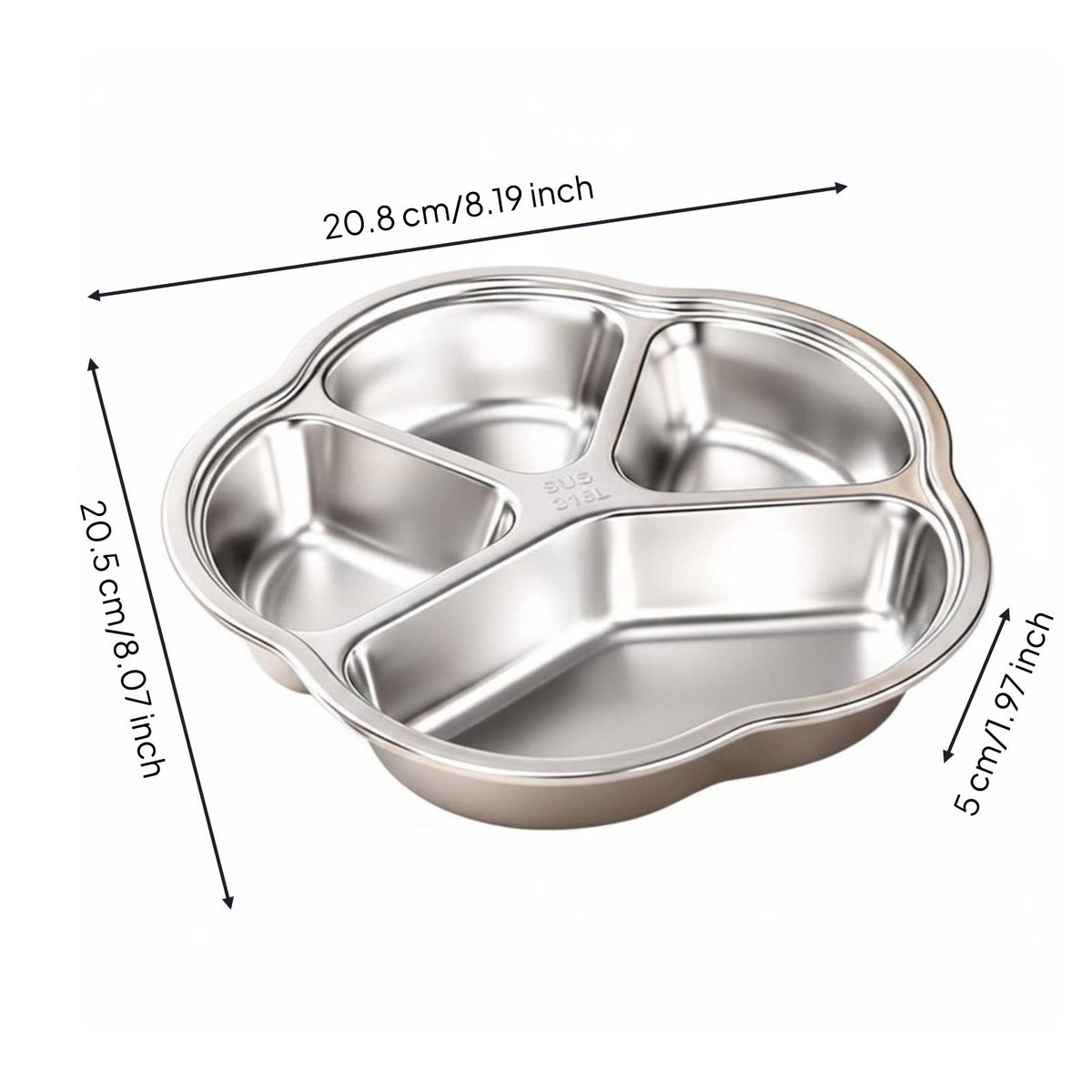 316L Stainless Steel Kids Tray Easy to Clean Children's Tableware for Toddlers