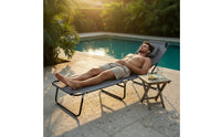 Detachable Pillow Folding Rest Bed Foldable Adjustable Folding Lounge Chair Heavy Duty Frame Reclining Beach Chair Breathable Textile for Poolside
