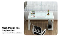 Reinforced Glass Computer Desk Anti-Slip Foot Pads Study Writing Desk Scratch Resistant Workstation Table for Esports Participants, Remote Workers