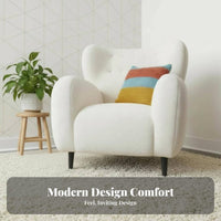 Upholstered Barrel Chair Nordic Design Oversized Round Armchair Plush Texture Comfortable for Perusing Corner, Bedesignoom