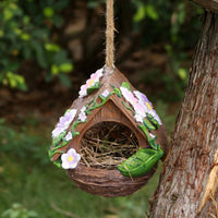 Flower Bird Nest Intricate Details Resin Birdhouse Ornament Colorful Garden Birdhouse for Patio