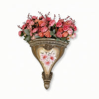 Wall Vase with Floral Relief Embossed Wall Vase Decorative for Entryway