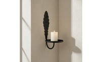 Iron Holder with Leaf Backplate Decorative Wall-Mounted Candle Holder Multi-Wall-Mounted Candle Sconce for Entryway