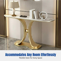 Contemporary Entryway Table, Marble Top, Metal Frame, Living Room