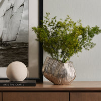 Imported Aluminum Silver Abstract Flower Bud Vase Decor for Home and Hotel