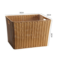 Storage Basket Rectangular Rattan Laundry Basket Rustic Container for Shelf, Laundry Room