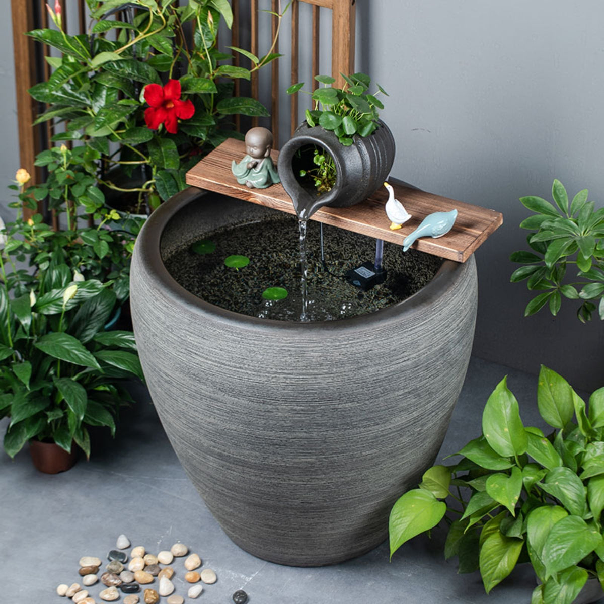 Ceramic Fish Bowl Set with Water Circulation