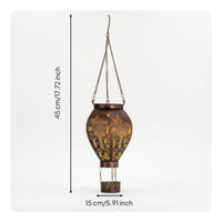 Outdoor Hot Air Balloon Solar Lantern Hollow Cutout Hot Air Balloon Hanging Lantern Decorative Metal for Garden, Patio, Porch, Balcony