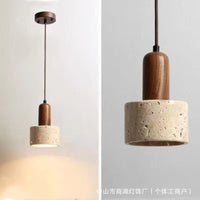 Vintage Bedside Pendant Light Retro Wabi-Sabi Style with Yellow Travertine for Hotel Restaurant
