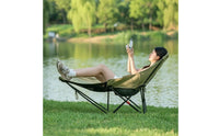 Multi-Position Moon Chair with Leg Rest Portable Reclining Camping Chair Lightweight Foldable Lawn Lounger Supportive for Campers